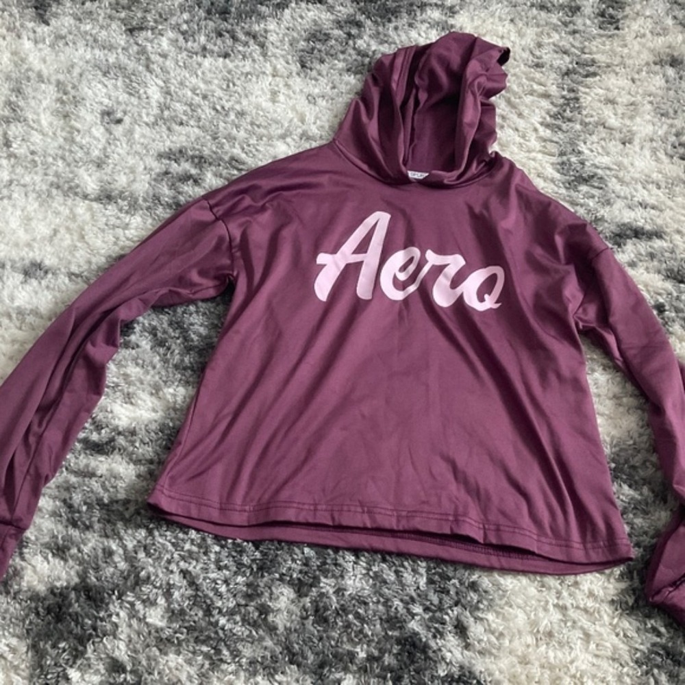 Aero Hoodie Long Sleeve Top Athleisure Pullover Maroon Size M
